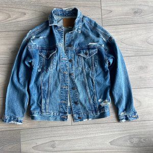 American Eagle Distressed Boyfriend Fit Denim Jacket